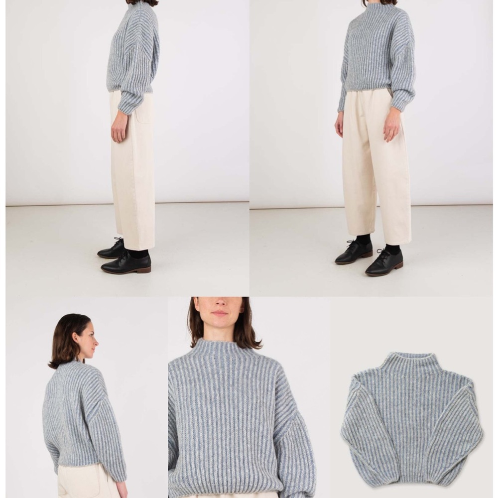 Micaela Greg Alapaca Ines Sweater, Steel Blue, Tag size Small
